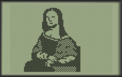 Mona Lisa pixelart on the graph screen